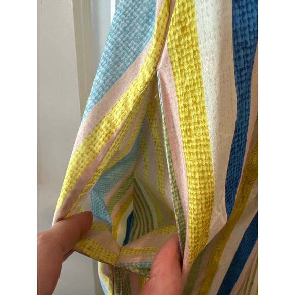 Cara Cara Campbell Multi Stripe Cotton Summer Midi Dress Size M - Picture 12 of 13